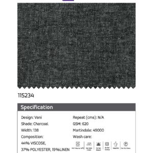 Essentials Vani Charcoal Fabric